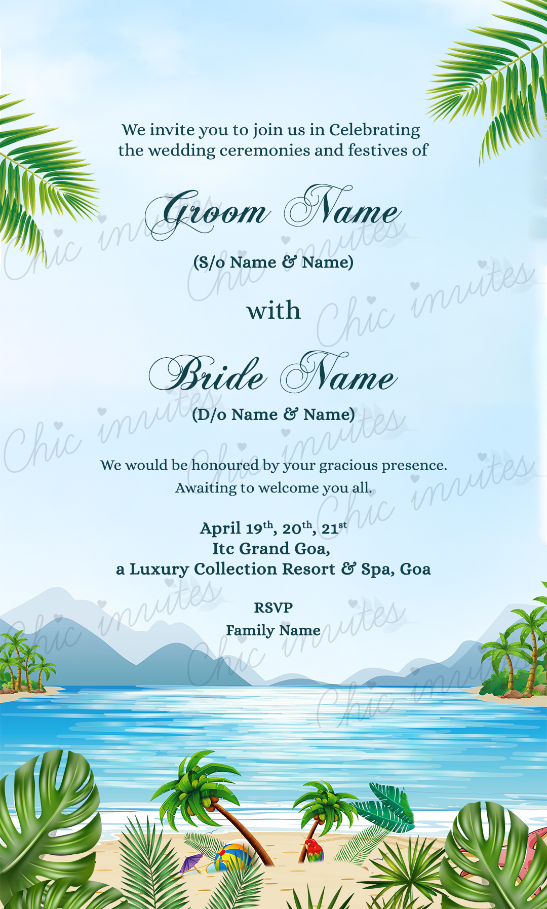 Beach Wedding Invitation Template