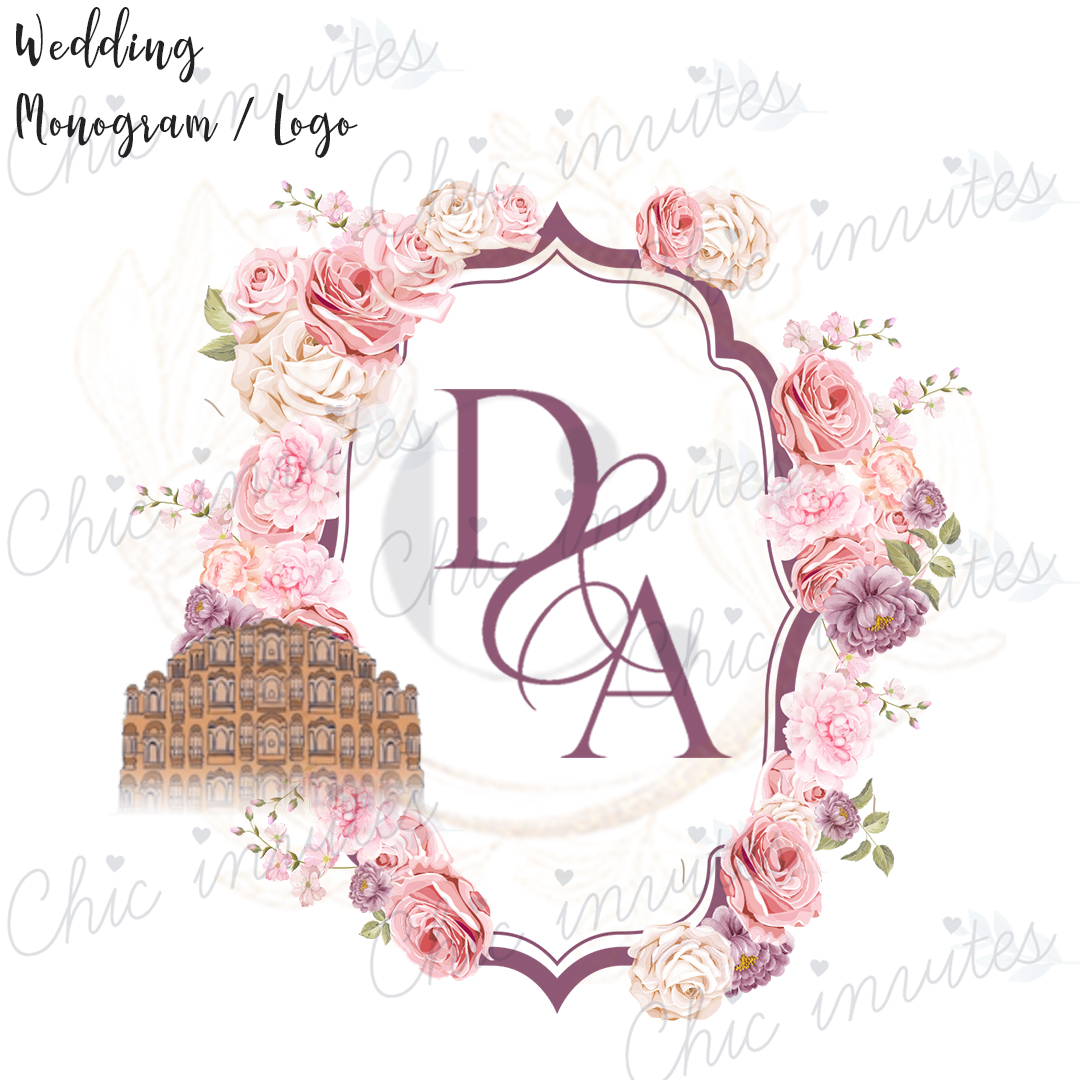 Peacock Theme Indian Wedding Logo Design