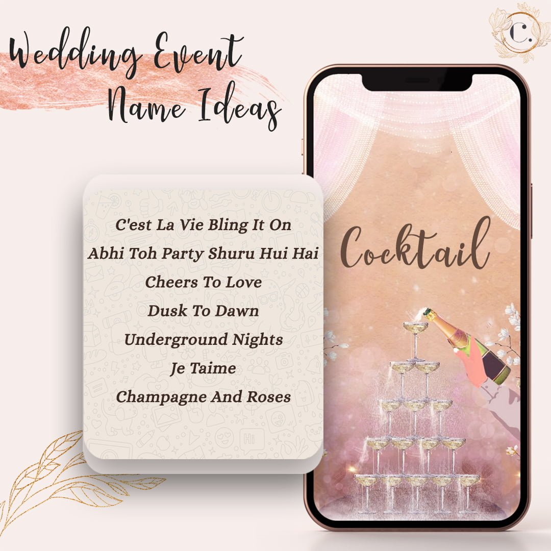 5 Unique Cocktail Party Names(Captions) for Indian Weddings
