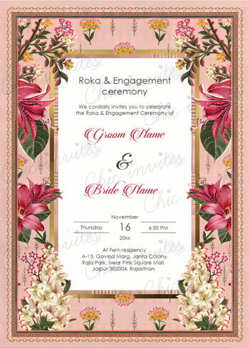 Traditional Floral Roka & Engagement Ceremony Invites